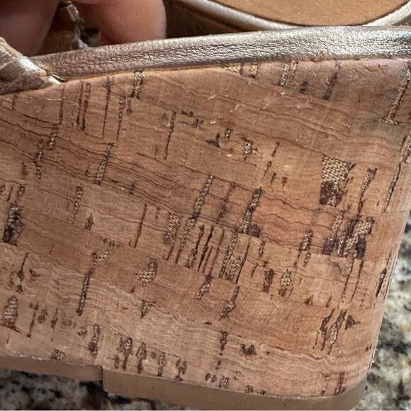 Jack Rogers Lauren Mid Wedge Cork slide Sandals gold leather size 10 - Picture 8 of 11